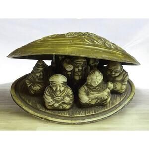 Vintage japanese celluloid clam shell with 7 Gods for good fortune